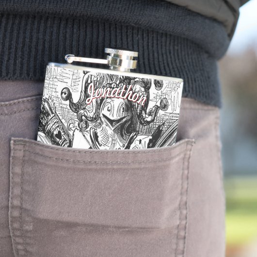 Persoonlijke fles Respecteer de Ridder Heupfles (Voorbeeld)