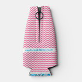 Persoonlijke Fleskoeler - Roze Zigzag Flesjeskoeler (Achterkant)