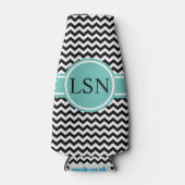 Persoonlijke Fleskoeler - Zwart Zigzag Flesjeskoeler (Voorkant)