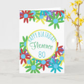 Persoonlijke Floral 80th Birthday Card Kaart (Gele Bloem)