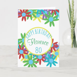Persoonlijke Floral 80th Birthday Card Kaart