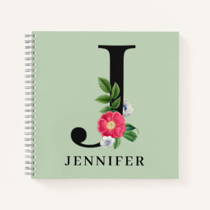 Persoonlijke Floral Alphabet J Monogram Notitieboek