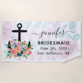 Persoonlijke Floral Anchor Bachelorette Bridesmaid Strandlaken (Voorkant)