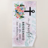 Persoonlijke Floral Anchor Bachelorette Bridesmaid Strandlaken (Voorkant)