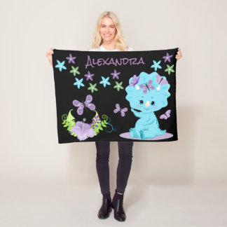 Persoonlijke Floral Baby Dinosaur Fleece Deken