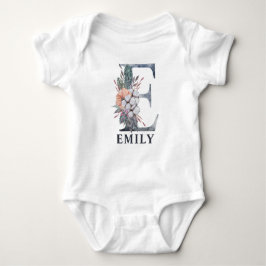 Persoonlijke Floral Baby Girl Name Baby E Romper