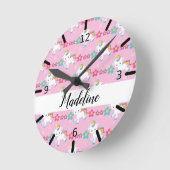 Persoonlijke Floral Baby Unicorn Ronde Klok (Hoek)