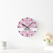 Persoonlijke Floral Baby Unicorn Ronde Klok (Huis)