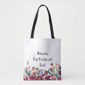Persoonlijke Floral Best Bridesmaid Ever Canvas ta Tote Bag (Voorkant)