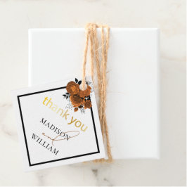 Persoonlijke Floral Black Oranje Wedding Hartelijk Bedankjes Labels