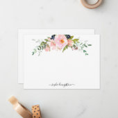 Persoonlijke Floral Blush Pink Peony en Greenery Notitiekaartje (Voorkant / Achterkant in situ)