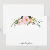 Persoonlijke Floral Blush Pink Peony en Greenery Notitiekaartje (Voorkant / Achterkant)
