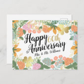 Persoonlijke Floral Happy 60th Jubileum van de len Briefkaart (Voorkant / Achterkant)