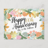 Persoonlijke Floral Happy 60th Jubileum van de len Briefkaart (Voorkant)