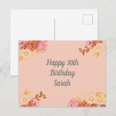 Persoonlijke Floral Happy Birthday Briefkaart (Voorkant / Achterkant)