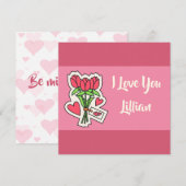 Persoonlijke Floral I Love You Valentijnsdag Kaart (Voorkant / Achterkant)