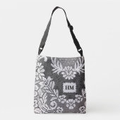 Persoonlijke Floral Lace B&W-Canvas tas (Achterkant)