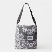 Persoonlijke Floral Lace B&W-Canvas tas (Voorkant)