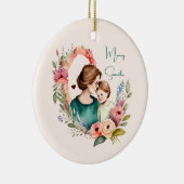 Persoonlijke Floral moeder en dochter zoon Keramisch Ornament (Rechts)