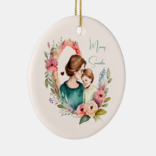 Persoonlijke Floral moeder en dochter zoon Keramisch Ornament (Rechts)