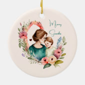 Persoonlijke Floral moeder en dochter zoon Keramisch Ornament (Achterkant)