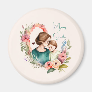 Persoonlijke Floral moeder en dochter zoon Magneet