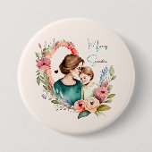 Persoonlijke Floral moeder en dochter zoon Ronde Button 7,6 Cm (Voorkant)