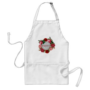 Persoonlijke Floral Monogram Naam Wit Standaard Schort