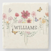 Persoonlijke Floral naam Stenen Onderzetter (Voorkant)