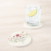 Persoonlijke Floral naam Zandsteen Onderzetter (Zijkant)