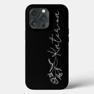 Persoonlijke Floral naam zwart-wit Case-Mate iPhone Case