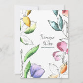 Persoonlijke Floral Outlining Wedding Invitation Kaart (Achterkant)