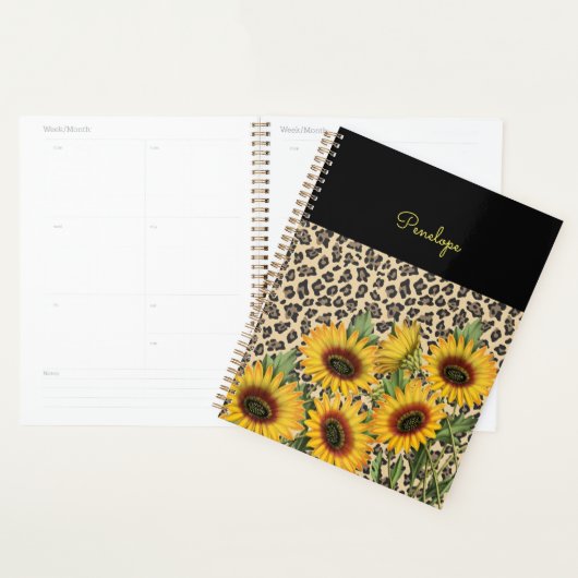 Persoonlijke Floral Sunflower Leopard Planner (Display)