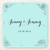 Persoonlijke Floral Wedding-monogram Kartonnen Onderzetters (Voorkant)