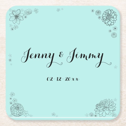 Persoonlijke Floral Wedding-monogram Kartonnen Onderzetters (Voorkant)