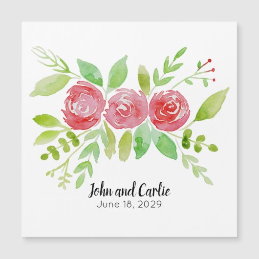 Persoonlijke Floral Wedding Party Favor Magnet (Voorkant)