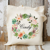 Persoonlijke Floral Wreath Braidsmaid, Welkom Tote Bag