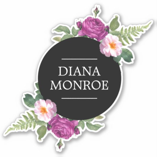 Persoonlijke Floral Wreath Sticker (Voorkant)