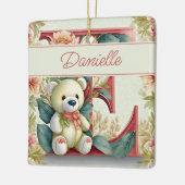 Persoonlijke FLorale teddybeer letter E Keramisch Ornament (Links)
