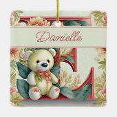 Persoonlijke FLorale teddybeer letter E Keramisch Ornament (Achterkant)