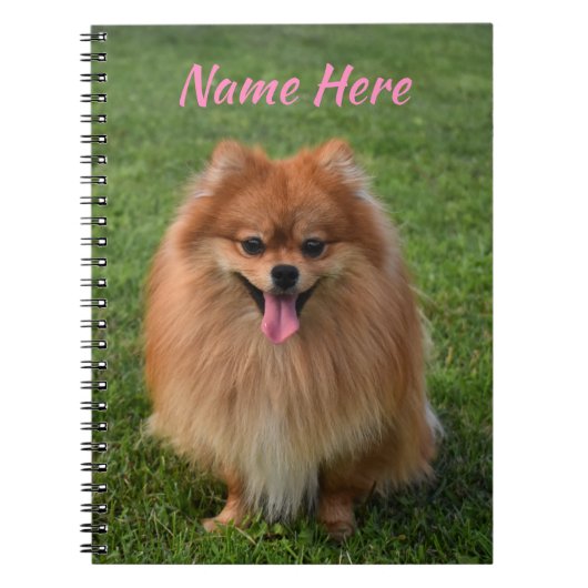 Persoonlijke fluffy Brown Pommeren Dog Notitieboek (Voorkant)