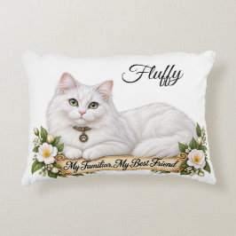 Persoonlijke Fluffy Witte Kat Gezel Accent Kussen