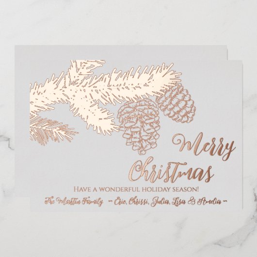 Persoonlijke FOLIE Vroege kerstkaart met Pinecone Feestdagenkaart (Voorkant / Achterkant)
