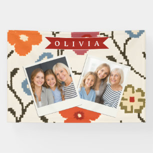 Persoonlijke Folk Scandi Boho Vintage Bloemmotief Spandoek