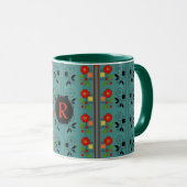 Persoonlijke Folklore Mok met Monogram Turquoise K (Voorkant rechts)