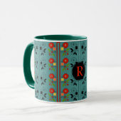 Persoonlijke Folklore Mok met Monogram Turquoise K (Voorkant links)