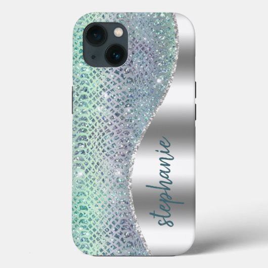 Persoonlijke Fonkelende Diamanten Slangenhuid Case-Mate iPhone Case (Achterkant)