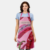 Persoonlijke Fonkelende Heet Roze Glitter Chili Schort (Gedragen)