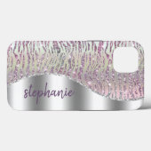 Persoonlijke Fonkelende Roze Diamanten Tijgerstrep Case-Mate iPhone Case (Achterkant (horizontaal))