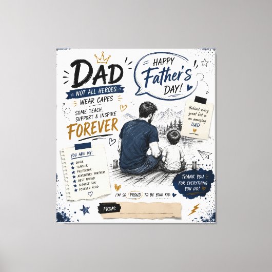 Persoonlijke Forever Hero Papa Canvasprint Canvas Afdruk (Voorkant)